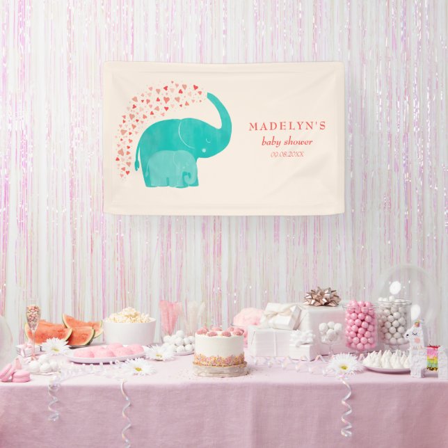 Elephant Mother and Calf Baby Shower Decor Banner (Party)