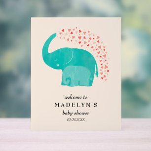Elephant Mother and Calf Baby Shower Welcome Acrylic Sign