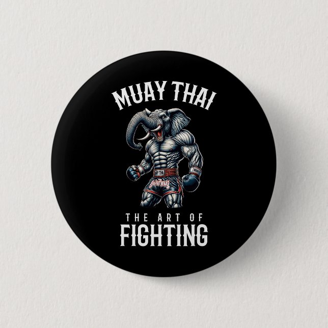 Elephant Muay Thai - Kickboxing And Elephant Thai  2 Inch Round Button (Front)