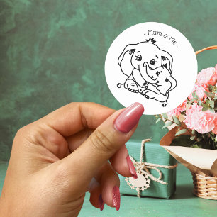 Elephant Mum & Me Mother's Day personalized Classic Round Sticker