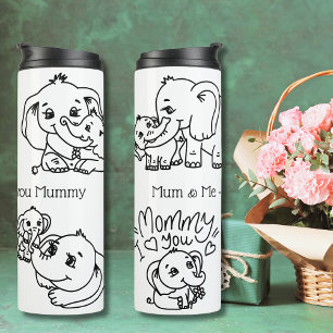 Elephant Mum & Me Mother's Day personalized Thermal Tumbler