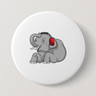 Elephant Music Headphone 3 Inch Round Button