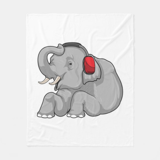 Elephant Music Headphone Fleece Blanket (Front)