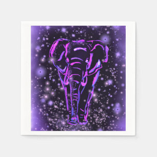 Elephant Napkins In Purple Pink Starry Night
