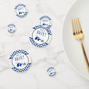 Elephant Navy Blue Grey Boy Baby Shower Confetti