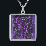 Elephant Necklace Purple Pink Starry Night<br><div class="desc">Neon Purple Pink Elephant Walking At Starry Night Magic Animal Drawing - Choose / Add Your Unique Text / Colour - Make Your Special Gift - Resize and move or remove and add elements / image with customization tool ! - Drawing and Design by MIGNED. You can also transfer my...</div>