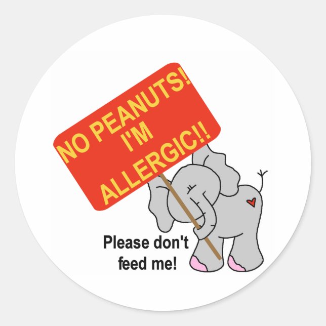 Elephant No Peanuts Classic Round Sticker (Front)