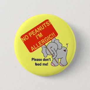 Elephant No Peanuts I'm Allergic 2 Inch Round Button
