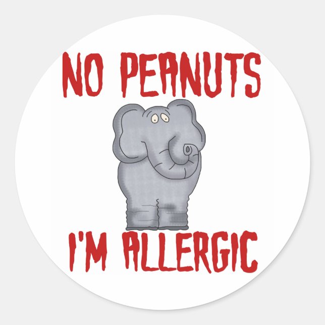 Elephant NO Peanuts I'm Allergic Classic Round Sticker (Front)