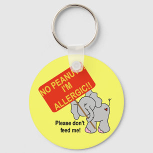 Elephant No Peanuts I'm Allergic Keychain