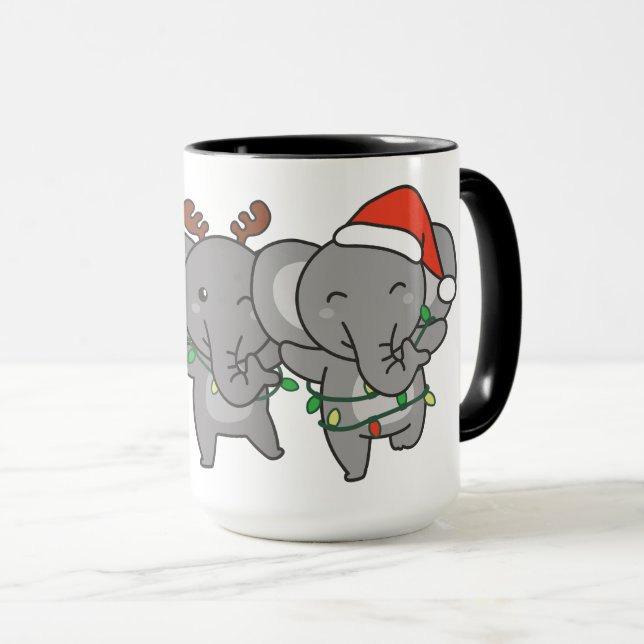 Eléphant Noël Animaux mignons Mug (Devant droit)