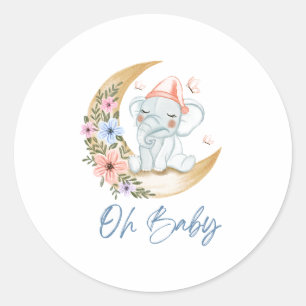Elephant oh baby  classic round sticker