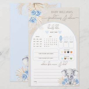 Elephant Oh Boy Safari Baby Shower Prediction Game