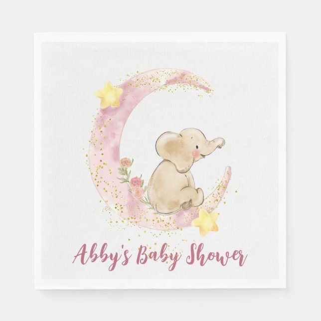 Elephant on a Moon with Glitter  Napkin (Front)