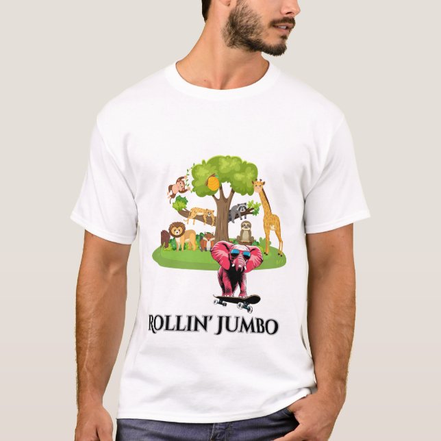 Elephant on a Skateboard T-Shirt (Front)