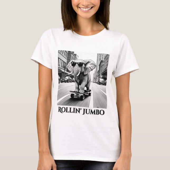 Elephant on a Skateboard T-Shirt (Front)