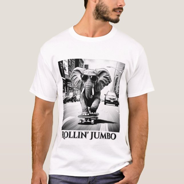 Elephant on a Skateboard T-Shirt (Front)