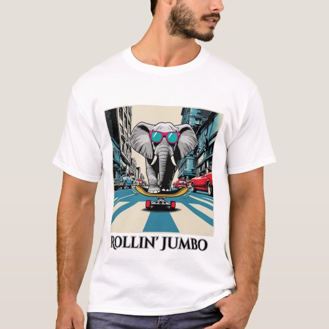 Elephant on a Skateboard T-Shirt (Front)