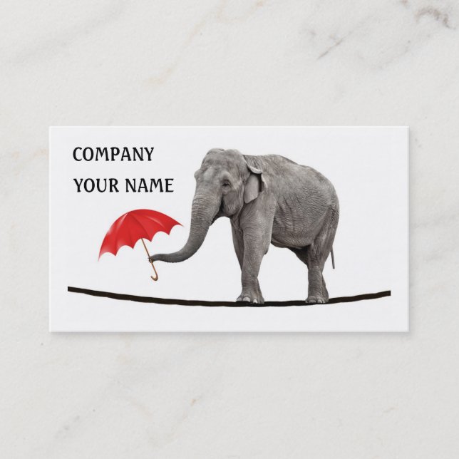 Elephant on a tightrope business card (Front)