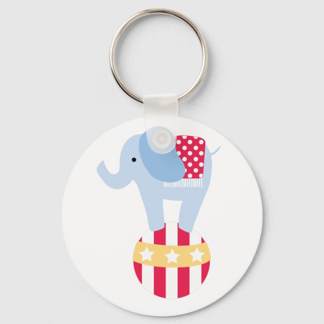 Elephant on Circus Ball Keychain (Front)