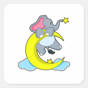Elephant on Clouds Square Sticker