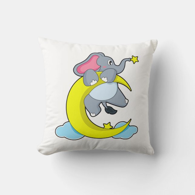 Elephant on Clouds Throw Pillow (Front)