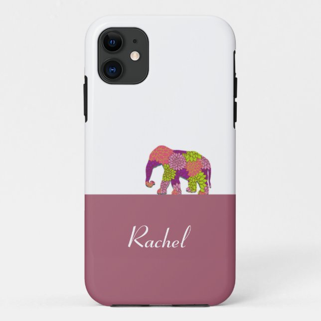 Elephant On the Road (Colourful Flowers) Case-Mate iPhone Case (Back)