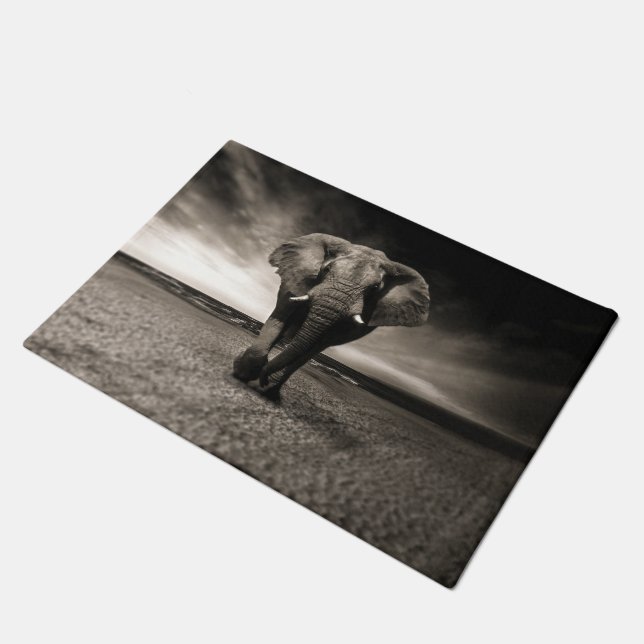Elephant on the Run Doormat (Angled)