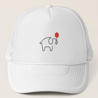 Elephant One Line Art with Red Balloon Trucker Hat