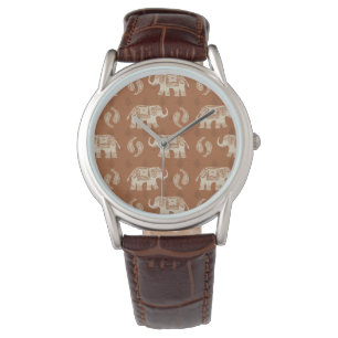 Elephant Orange Caravan Pattern Watch