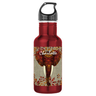 Elephant Ornate Rustic Colours Stylish Personalize 532 Ml Water Bottle