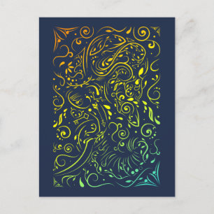 elephant ornate summer fade postcard