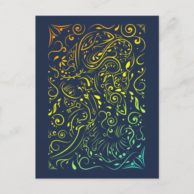 elephant ornate summer fade postcard (Front)