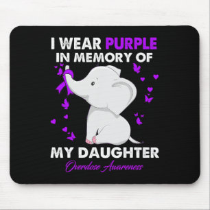 Elephant Overdose Awareness I Wear Purple For My D Mouse Pad