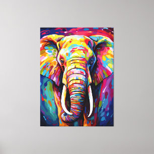 elephant painted in bright colours canvas print