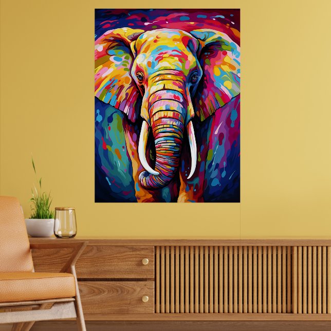 elephant painted in bright colours poster (Living Room 2)