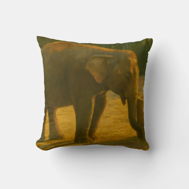 Elephant Pair in Sanctuary Setting Throw Pillow (Front)