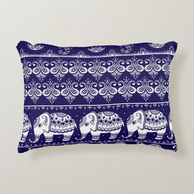 Elephant, paisley: tribal vintage pattern. accent pillow (Front)