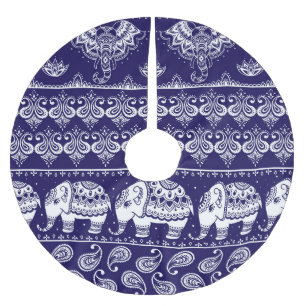 Elephant, paisley: tribal vintage pattern. brushed polyester tree skirt