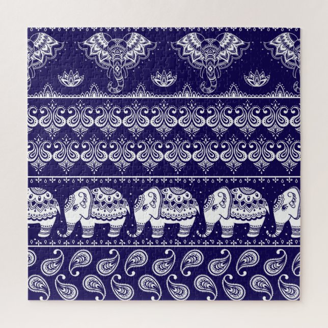 Elephant, paisley: tribal vintage pattern. jigsaw puzzle (Vertical)
