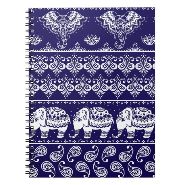 Elephant, paisley: tribal vintage pattern. notebook (Front)