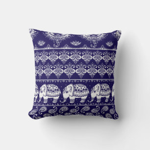 Elephant, paisley: tribal vintage pattern. throw pillow