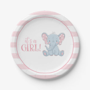 Elephant Paper Plate - It's a Girl