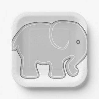  Elephant Paper Plates, 7" Square Paper Plate