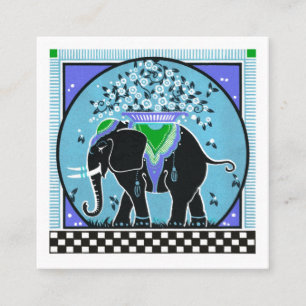 Elephant Parade in Aqua Business Card