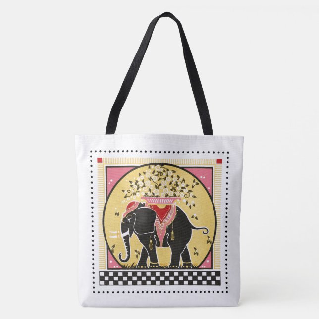 Elephant Parade in Yellow Tote Bag (Front)