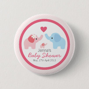 Elephant Parents and Baby Shower 2 Inch Round Button