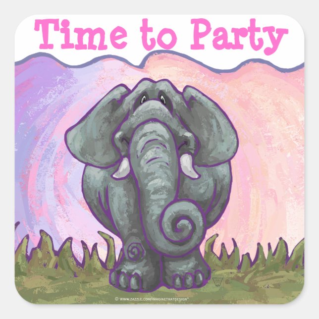 Elephant Party Centre Square Sticker (Front)