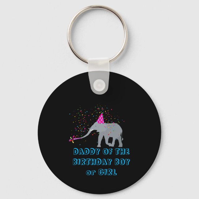 Elephant Partying Animal Birthday Daddy Girl Boy T Keychain (Front)