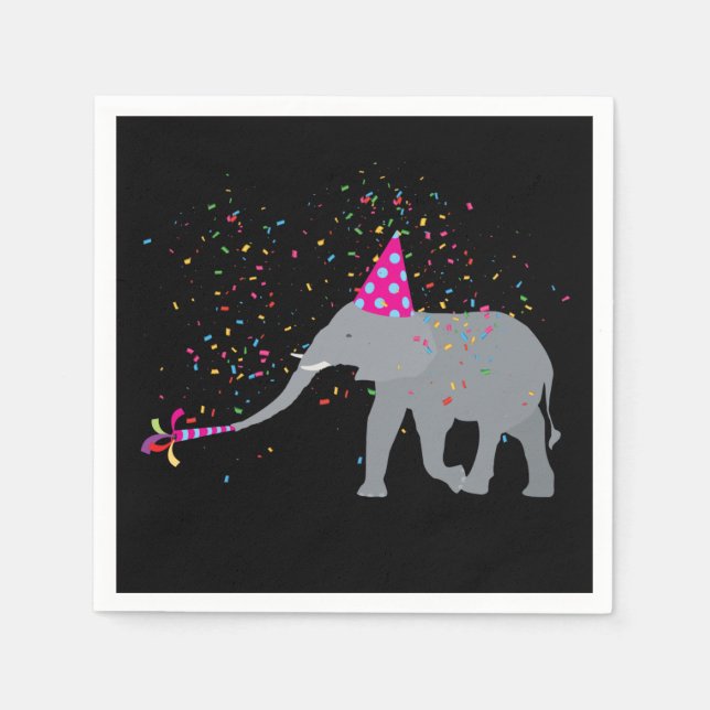 Elephant Partying - Animals Having a Party Napkin (Front)